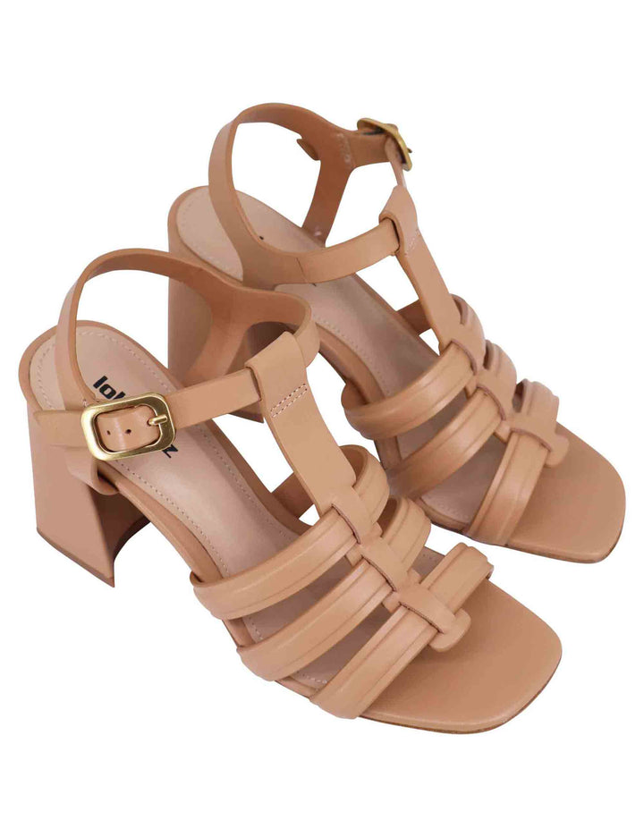 Spatarella Sandali donna in pelle nude con tacco alto punta quadra e cinturino alla caviglia Gaia Super Saving Price
