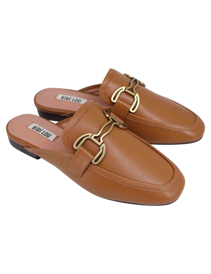 Spatarella Sabot donna in pelle cuoio con morsetto brunito e tacco basso Vela Offerta settimanale