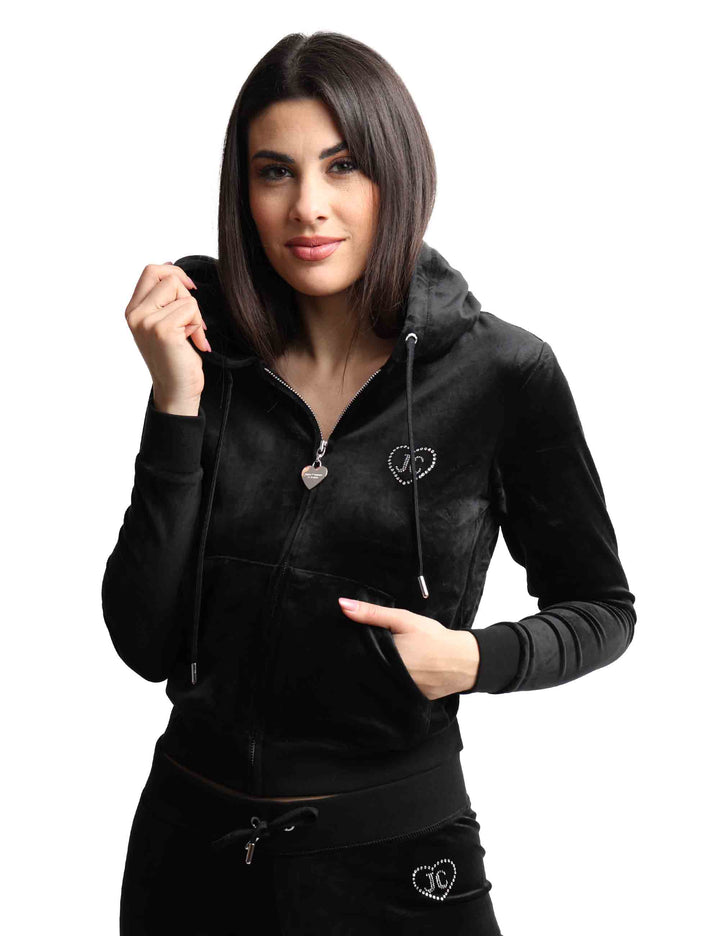 Spatarella Felpe donna Rodeo Robertson in tessuto nero con cappuccio e zip Ultimi due giorni