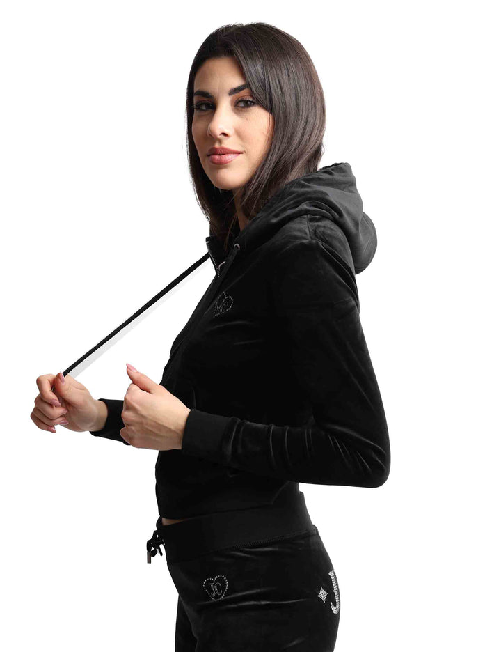 Spatarella Felpe donna Rodeo Robertson in tessuto nero con cappuccio e zip Ultimi due giorni
