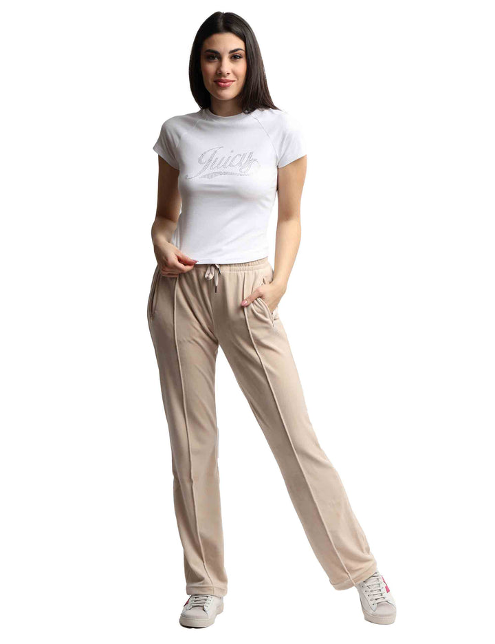 Spatarella T-shirts donna Ryder Rodeo in cotone bianco a girocollo con strass Ultimo giorno