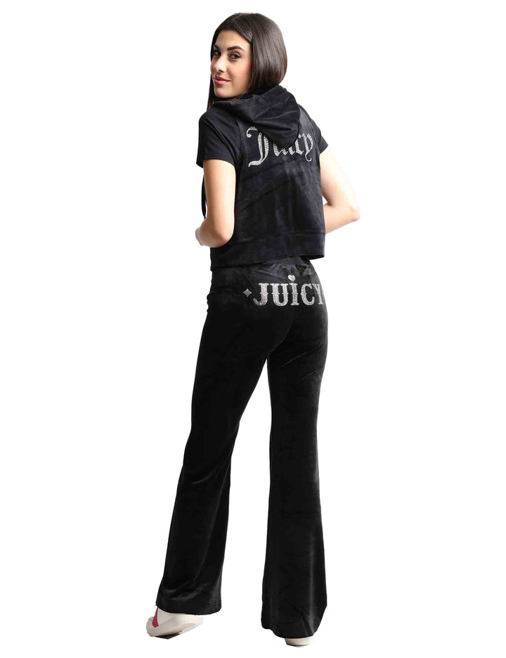Spatarella Pantaloni tuta donna Rodeo Layla in tessuto nero con strass Offerta speciale della fabbrica