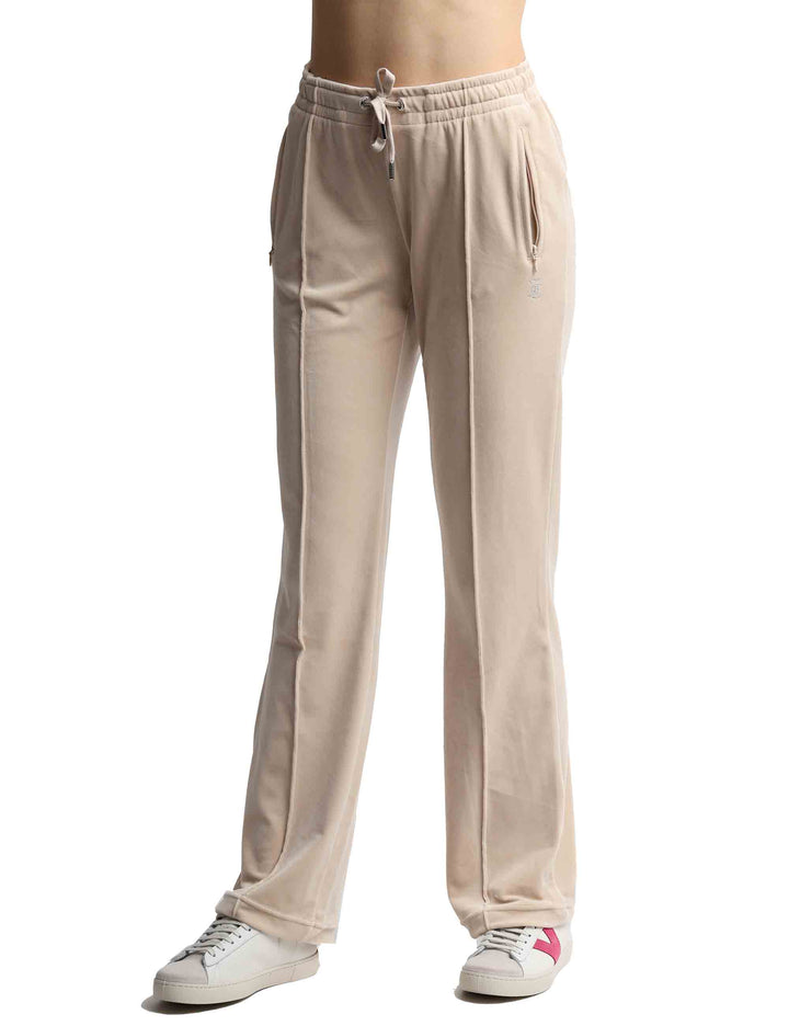 Spatarella Pantaloni tuta donna Tina in tessuto beige con strass Sostegno trimestrale