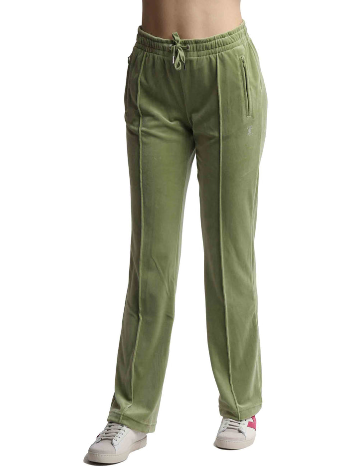 Spatarella Pantaloni tuta donna Tina in tessuto verde con strass Fino al 55% di sconto