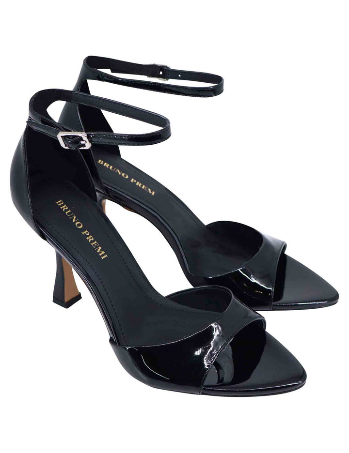 Spatarella Sandali donna in vernice nera con tacco alto e cinturino alla caviglia Discount Store per i nuovi prodotti