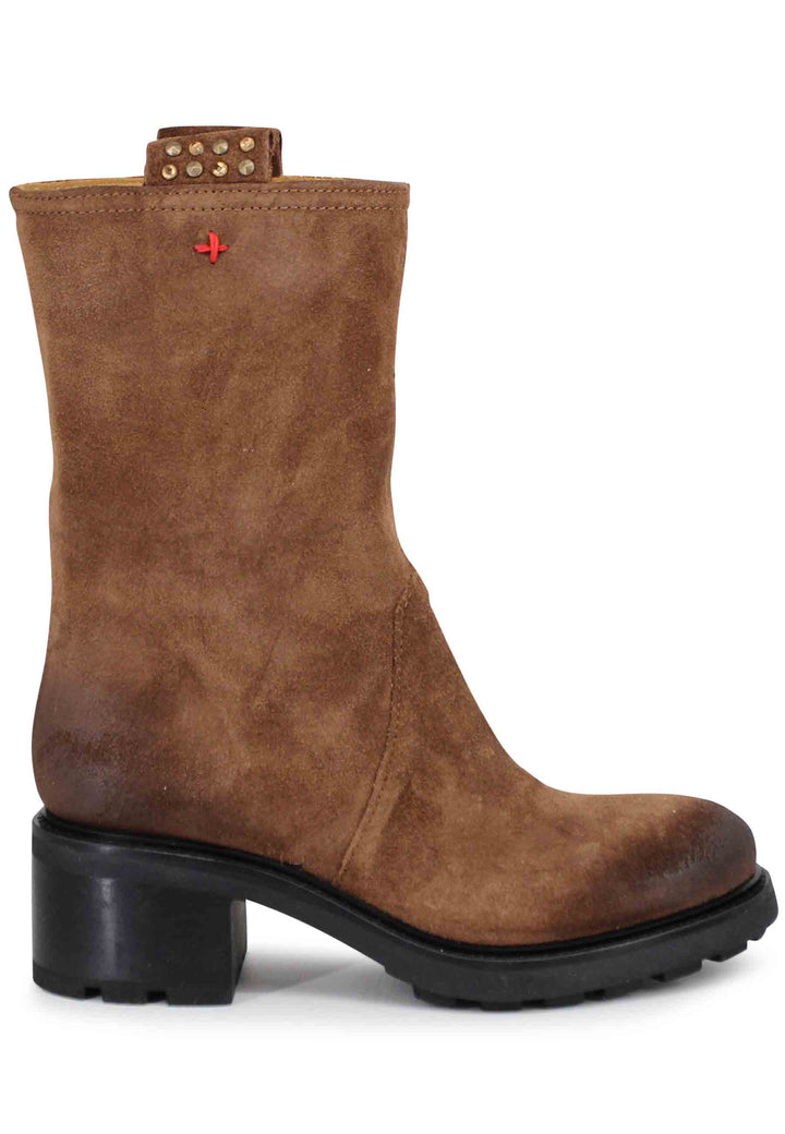 Spatarella Stivaletti anfibi donna in camoscio vintage cuoio Enormi sconti