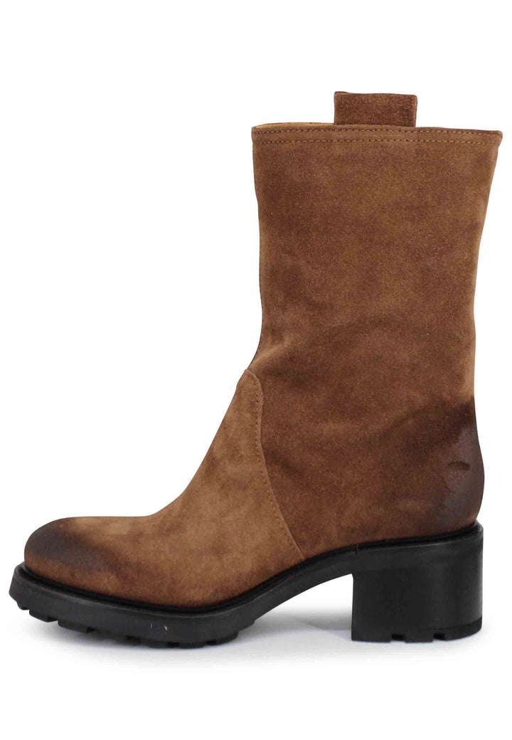 Spatarella Stivaletti anfibi donna in camoscio vintage cuoio Enormi sconti