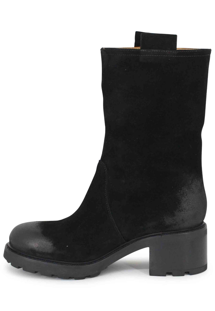 Spatarella Stivaletti anfibi donna in camoscio vintage nero 50% di sconto con spedizione gratuita