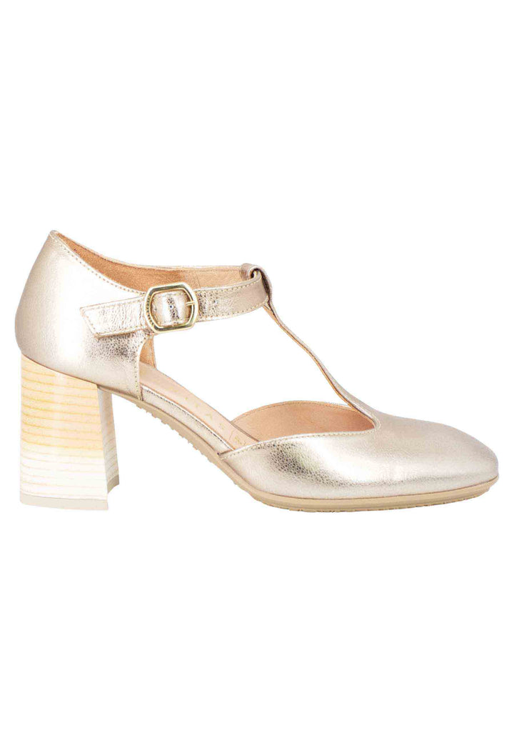 Spatarella Decollete Australia donna in pelle laminata platino con tallone chiuso e cinturino Limitato a 3 giorni