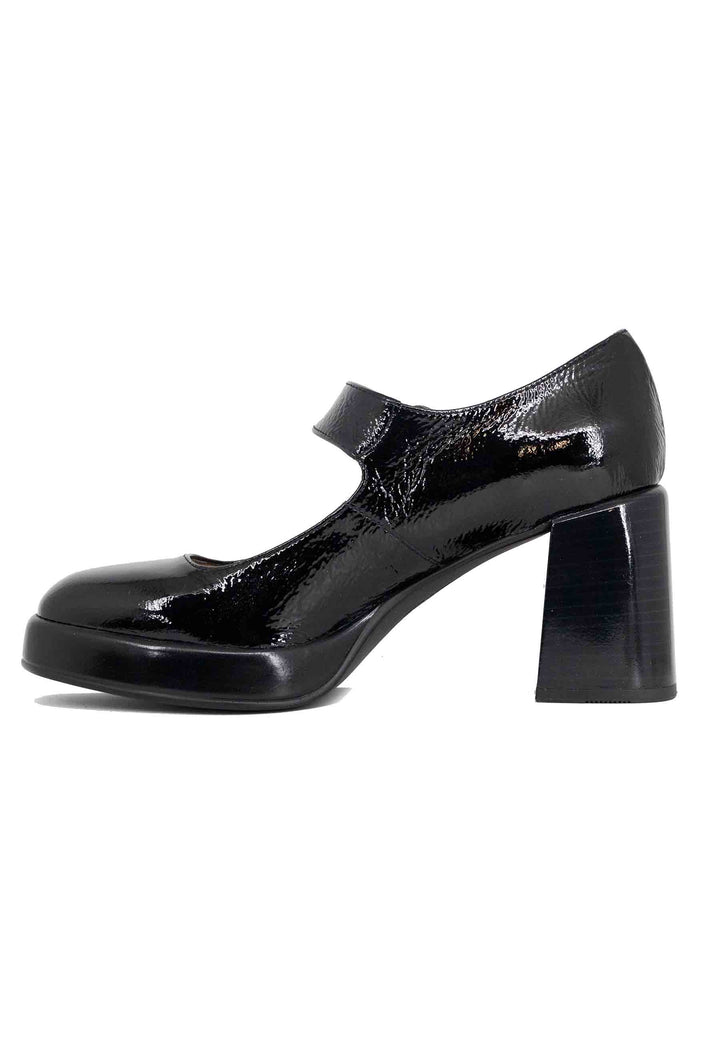 Spatarella Decollete donna in pelle nero con tacco e plateau In vendita