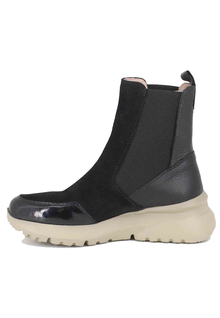 Spatarella Sneakers donna a stivaletto in pelle e tessuto nero Rio Black Duty-free