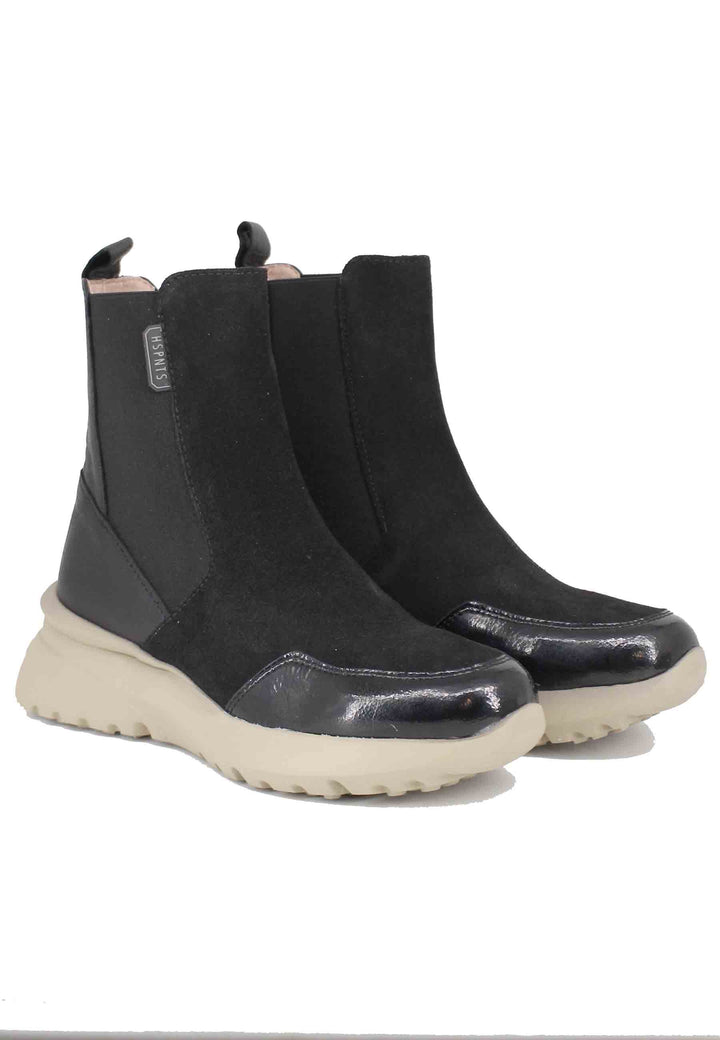 Spatarella Sneakers donna a stivaletto in pelle e tessuto nero Rio Black Duty-free