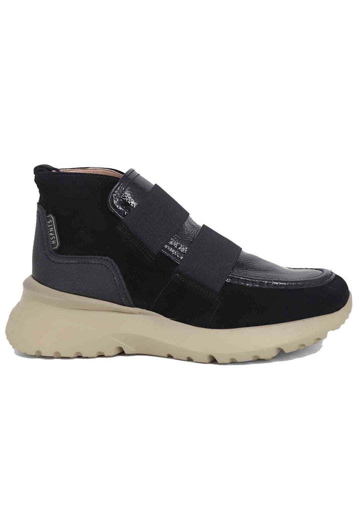 Spatarella Sneakers donna a stivaletto in pelle e tessuto nero Velour Black 50% di sconto per tempo limitato