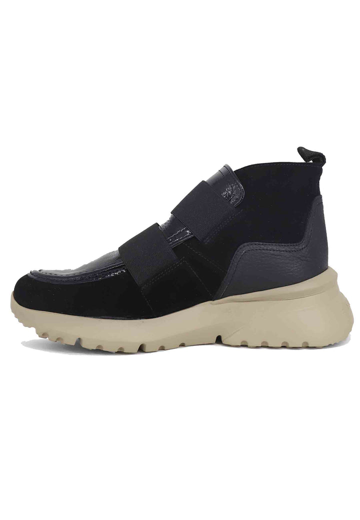 Spatarella Sneakers donna a stivaletto in pelle e tessuto nero Velour Black 50% di sconto per tempo limitato