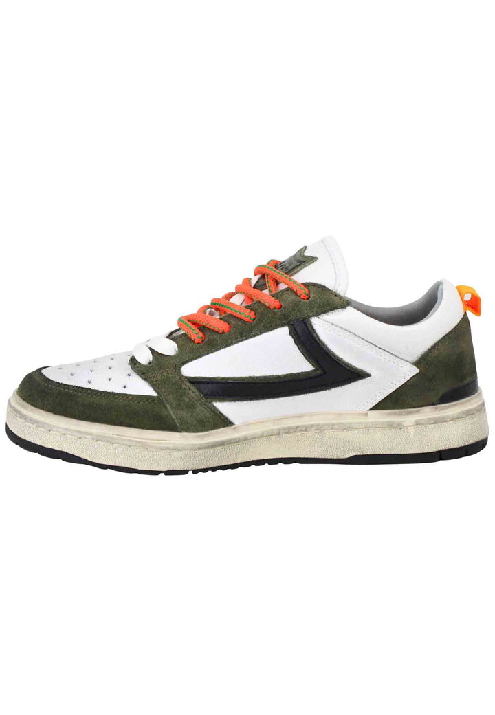 Spatarella Sneakers uomo Starlight Classic in pelle bianca con riporti in pelle verde Qualità