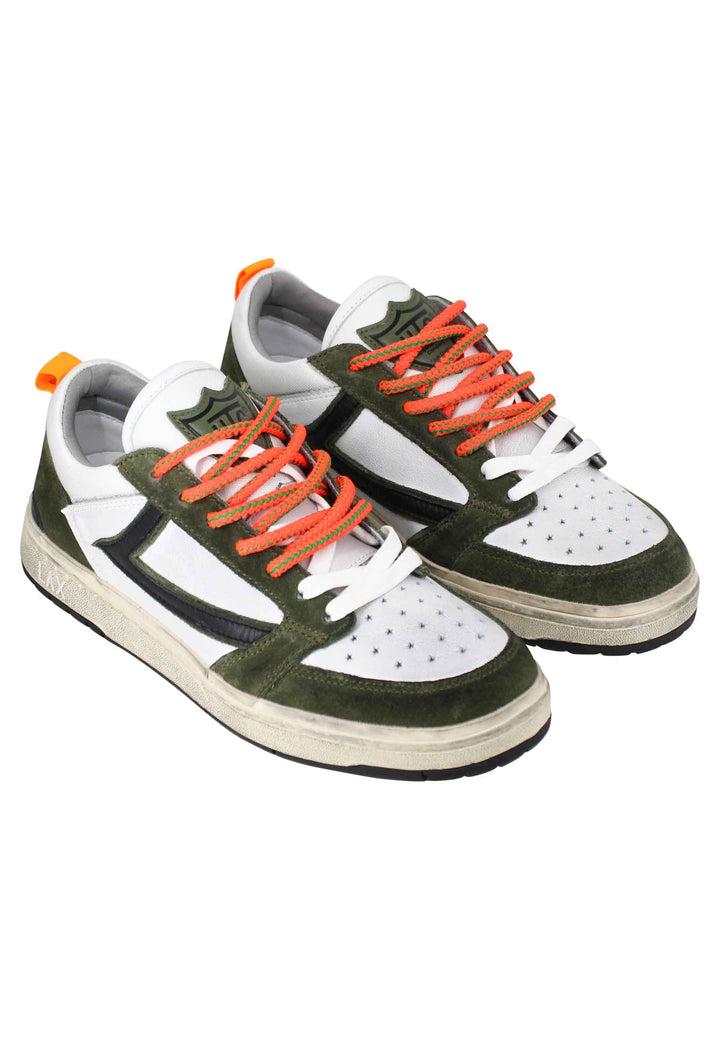 Spatarella Sneakers uomo Starlight Classic in pelle bianca con riporti in pelle verde Qualità