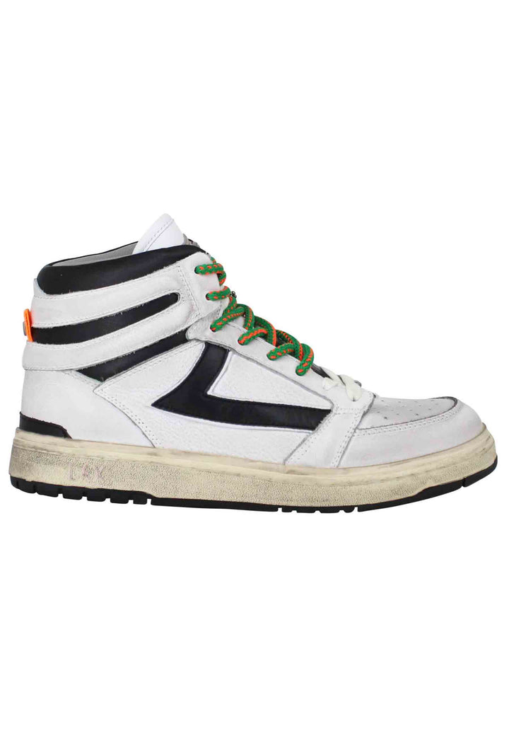 Spatarella Sneakers uomo Starlight Vintage High in pelle bianca con riporti in pelle nera Soddisfazione Garantita