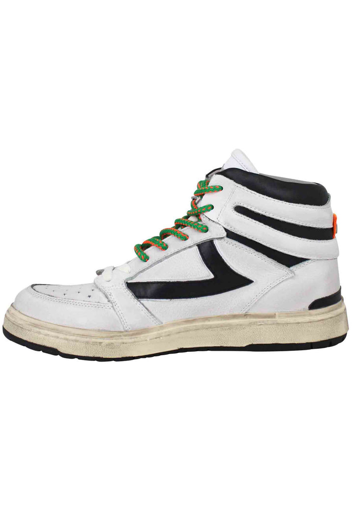 Spatarella Sneakers uomo Starlight Vintage High in pelle bianca con riporti in pelle nera Soddisfazione Garantita