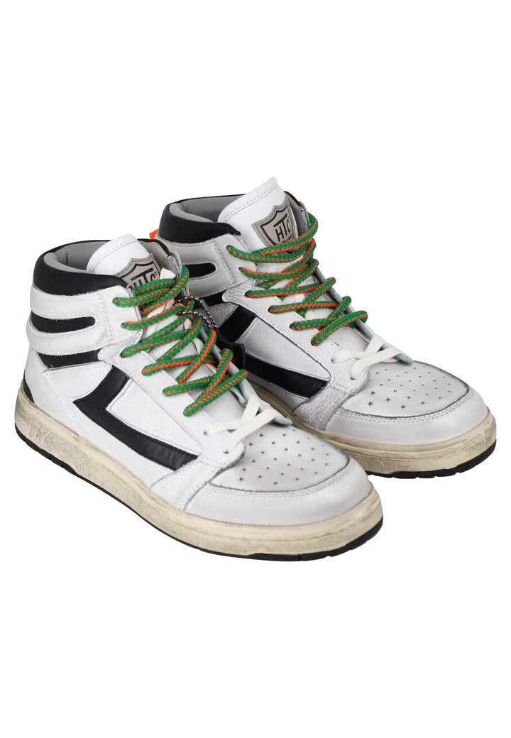 Spatarella Sneakers uomo Starlight Vintage High in pelle bianca con riporti in pelle nera Soddisfazione Garantita