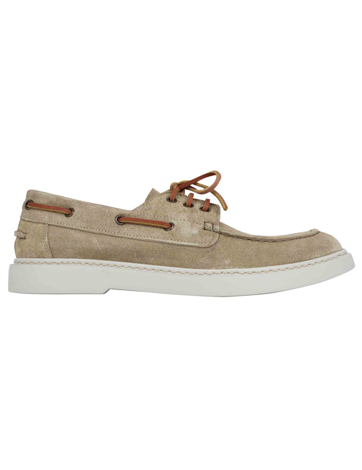 Spatarella Stringate uomo in camoscio beige con lacci in cuoio Promozione Limitata