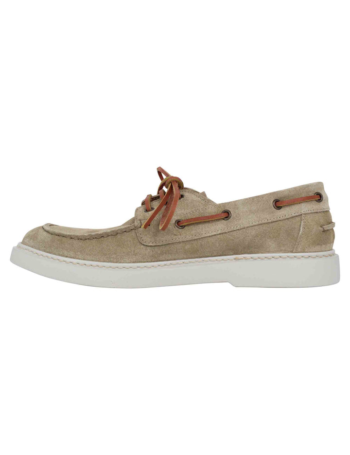 Spatarella Stringate uomo in camoscio beige con lacci in cuoio Promozione Limitata