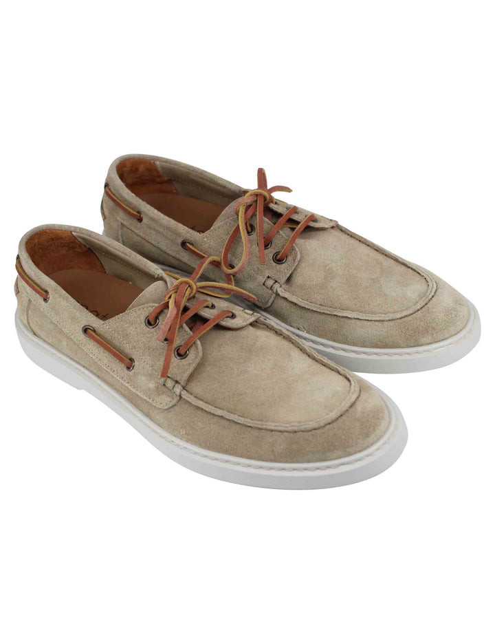 Spatarella Stringate uomo in camoscio beige con lacci in cuoio Promozione Limitata