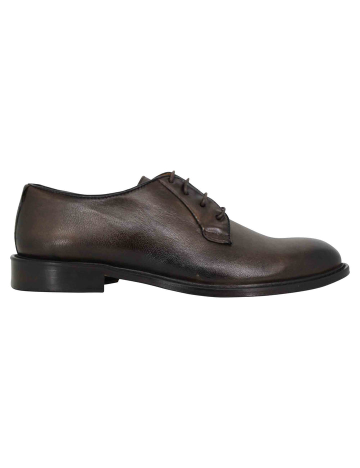 Spatarella Stringate uomo in pelle marrone con suola in cuoio cucita Prezzo Ridotto