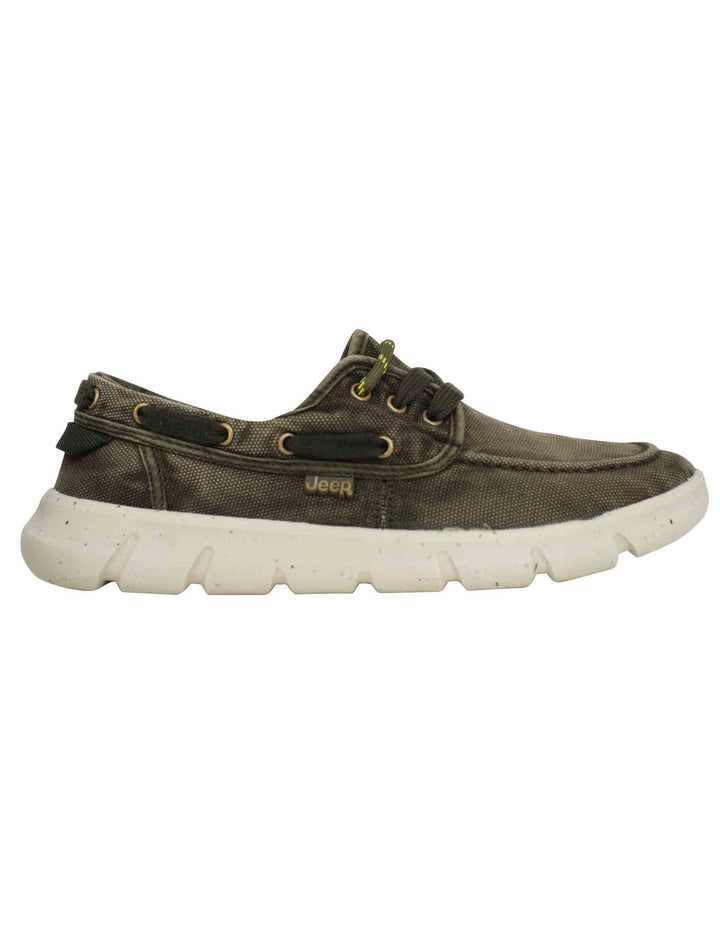 Spatarella Stringate uomo tabasco boat in tessuto verde con suola ultra leggera Sottocosto
