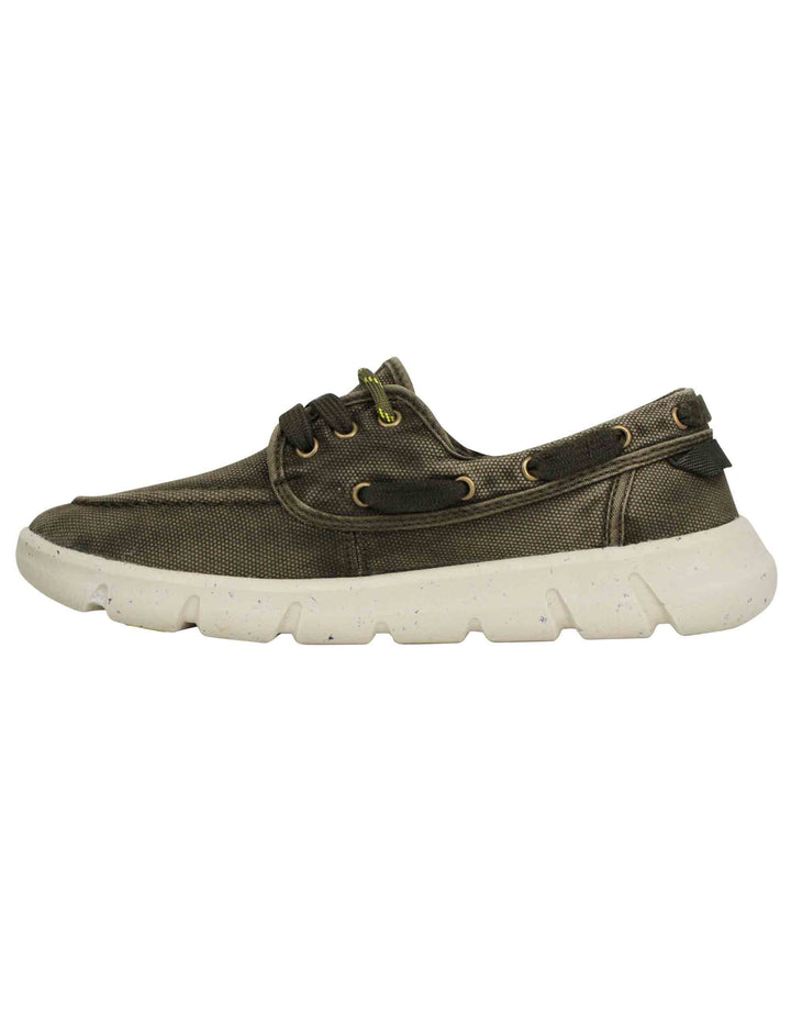 Spatarella Stringate uomo tabasco boat in tessuto verde con suola ultra leggera Sottocosto