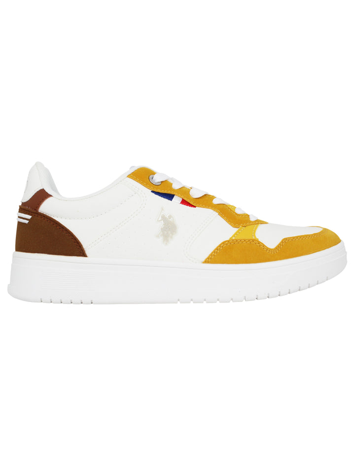 Spatarella Sneakers uomo in eco pelle vintage bianco e giallo Presa
