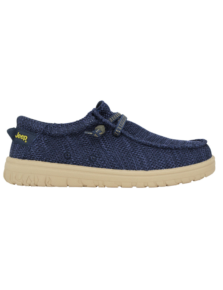 Spatarella Stringate uomo Samoa Wallabee Knit in tessuto blu Offerta