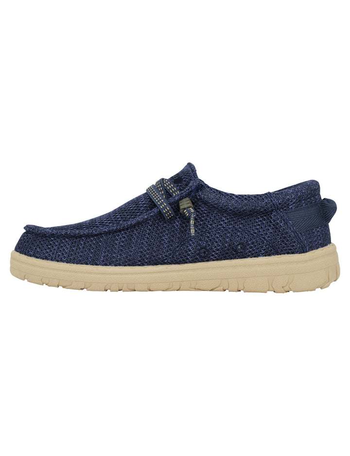 Spatarella Stringate uomo Samoa Wallabee Knit in tessuto blu Offerta