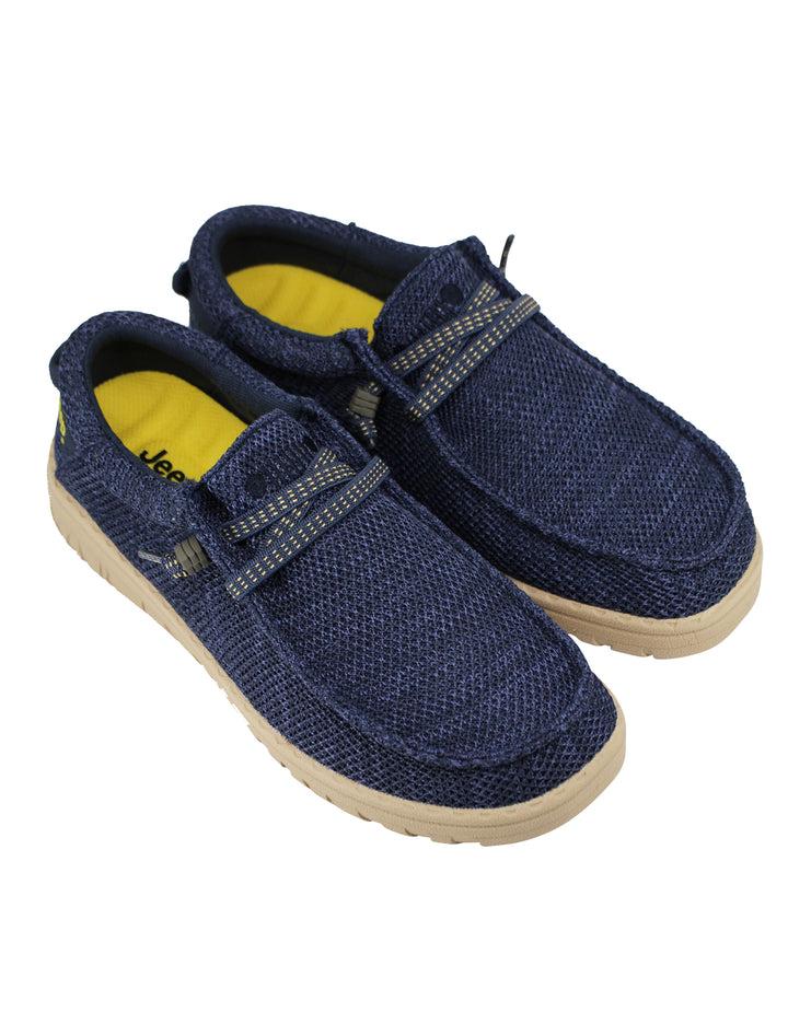 Spatarella Stringate uomo Samoa Wallabee Knit in tessuto blu Offerta