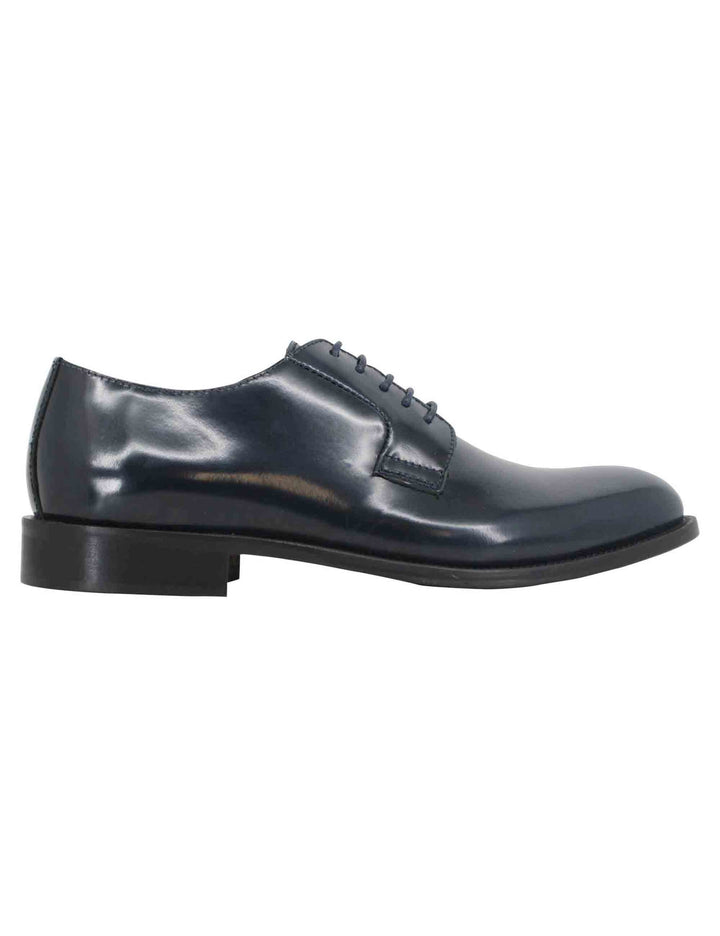 Spatarella Stringate uomo in pelle blu con suola in cuoio Vendita Economica
