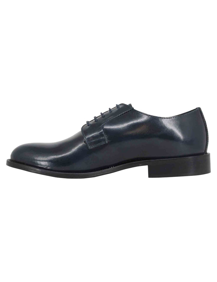 Spatarella Stringate uomo in pelle blu con suola in cuoio Vendita Economica