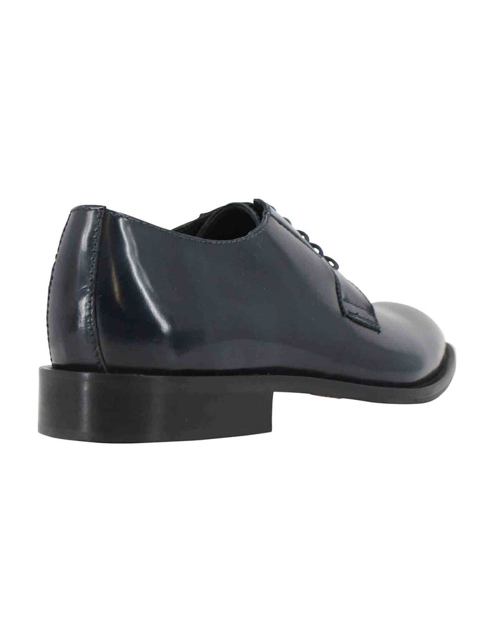 Spatarella Stringate uomo in pelle blu con suola in cuoio Vendita Economica