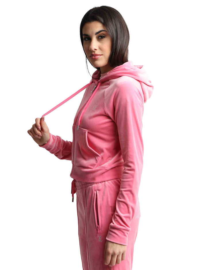 Spatarella Felpe donna Madison in tessuto rosa con cappuccio e zip Saldi Di Fabbrica