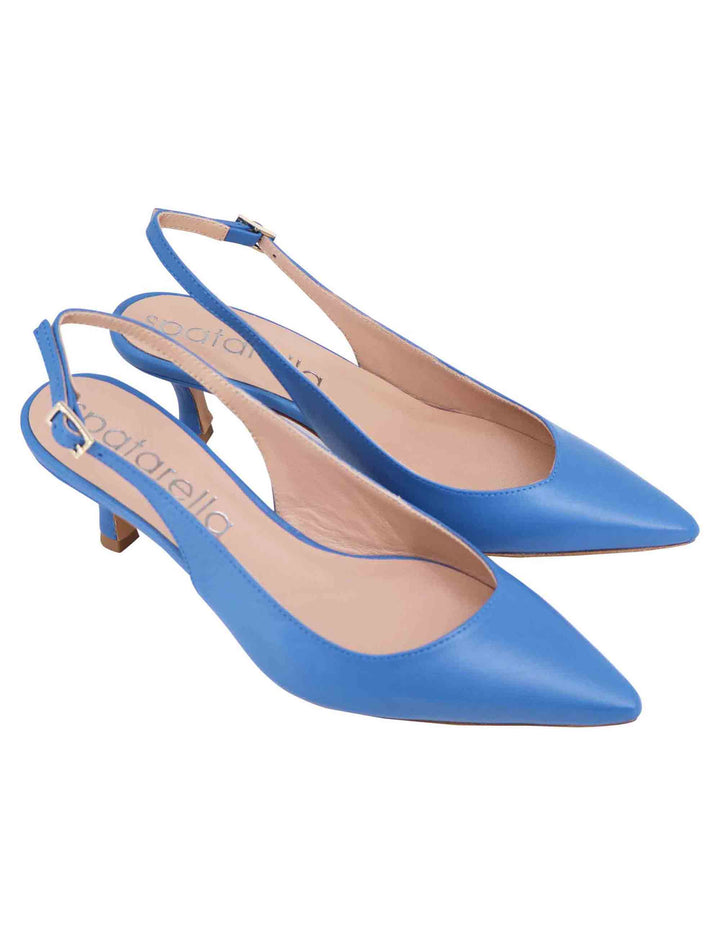 Spatarella Decollete slingback donna in pelle blu tacco basso I Più Venduti