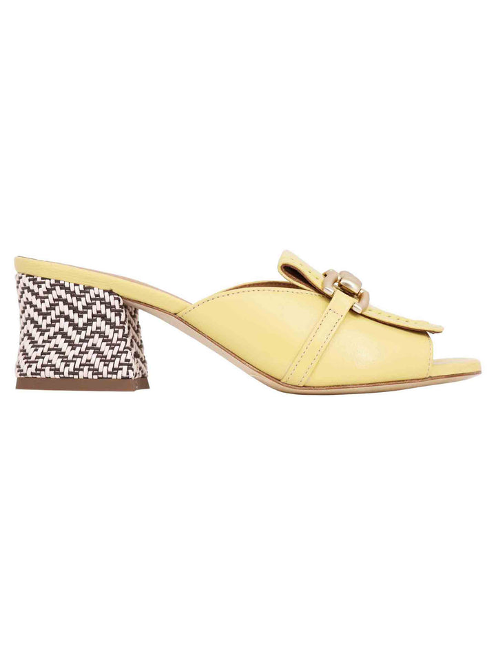 Spatarella Sandali donna in pelle gialla con morsetto in oro Vendite Flash
