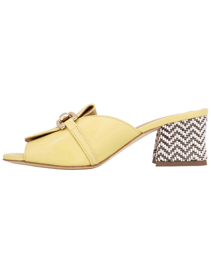 Spatarella Sandali donna in pelle gialla con morsetto in oro Vendite Flash