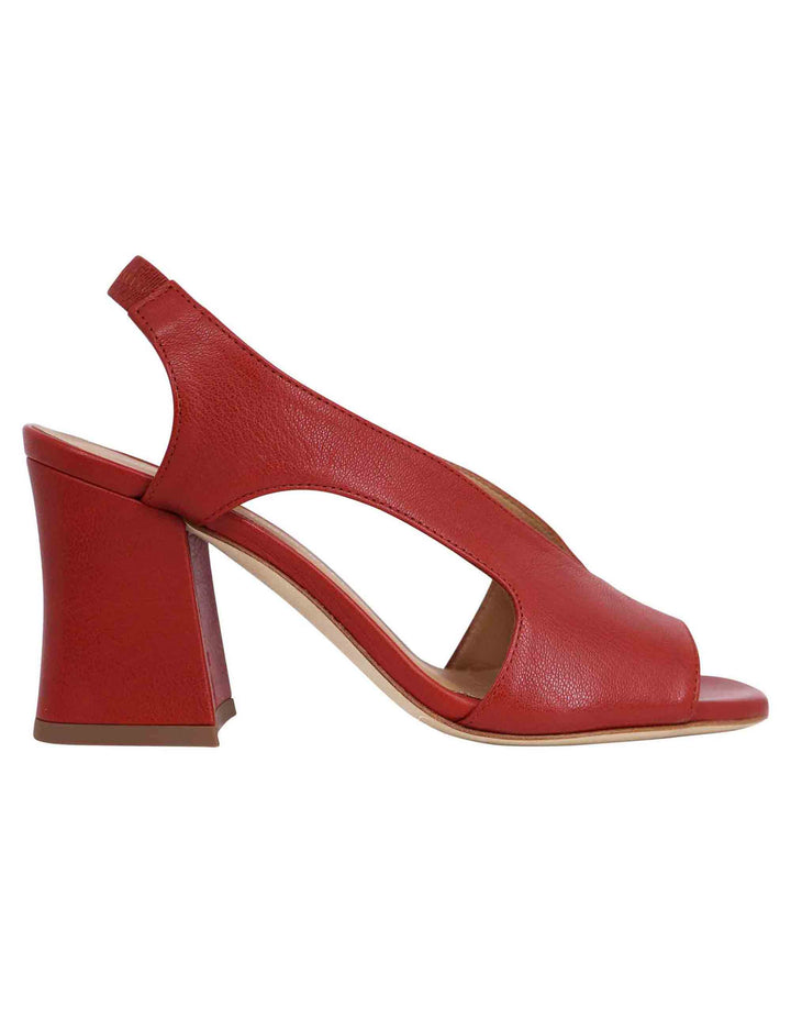 Spatarella Sandali slingback donna in pelle mattone con tacco alto Nuova