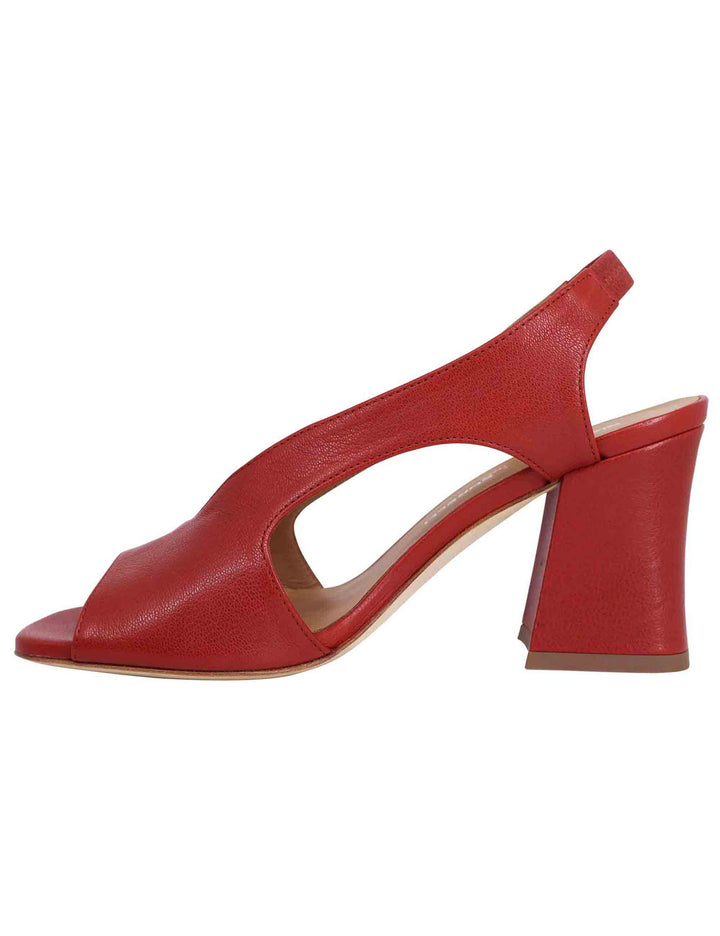 Spatarella Sandali slingback donna in pelle mattone con tacco alto Nuova