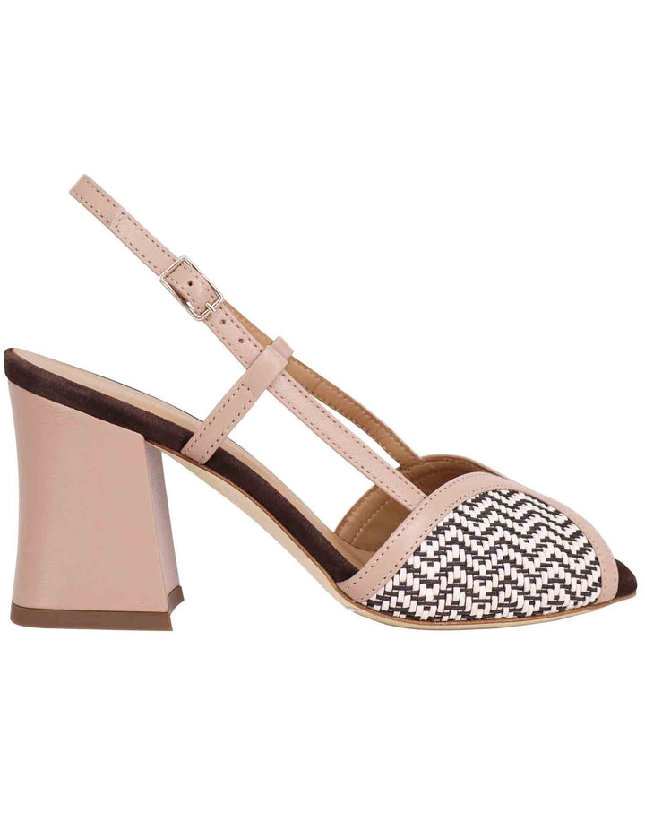 Spatarella Sandali donna slingback in pelle cipra bicolore con tacco alto Negozio online di fabbrica