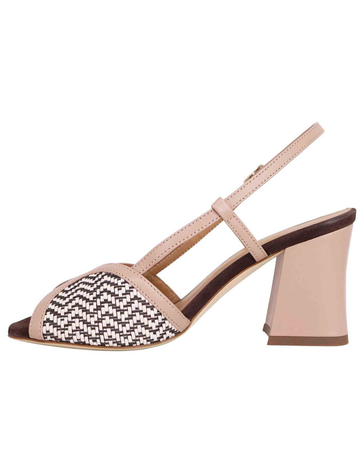 Spatarella Sandali donna slingback in pelle cipra bicolore con tacco alto Negozio online di fabbrica