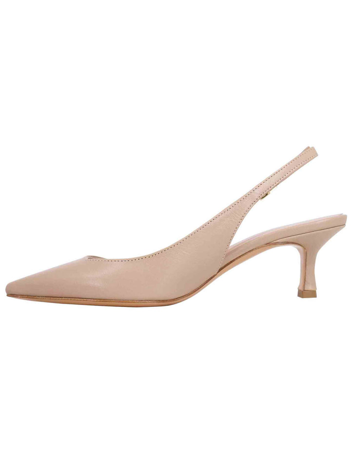 Spatarella Decollete slingback donna in pelle taupe tacco basso Flash Sale