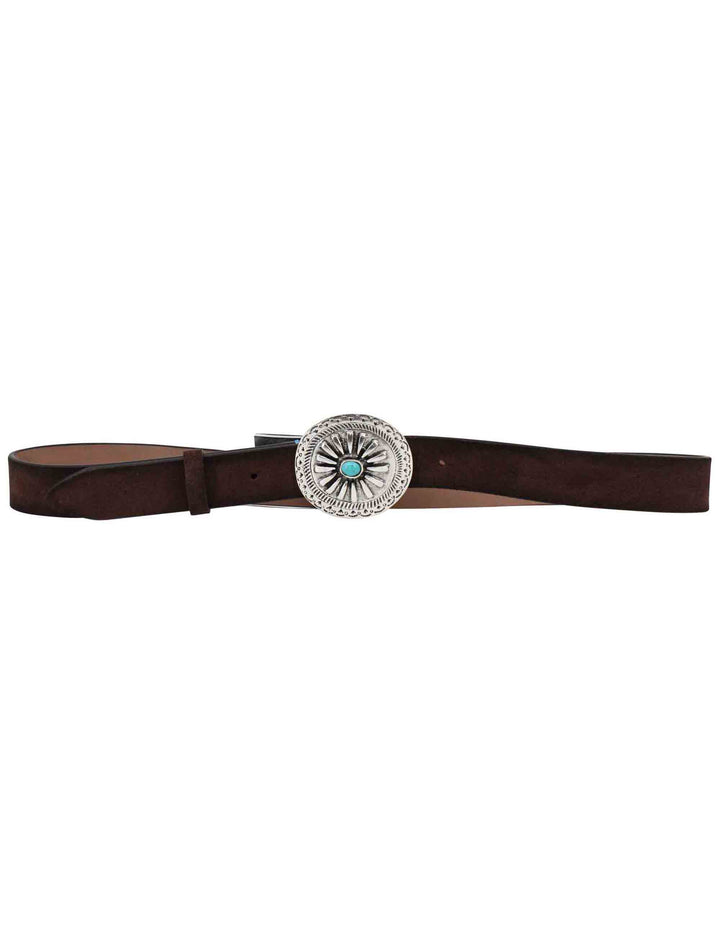 Spatarella Cinture donna in pelle testa di moro con fibbione argento e turchese Black Friday