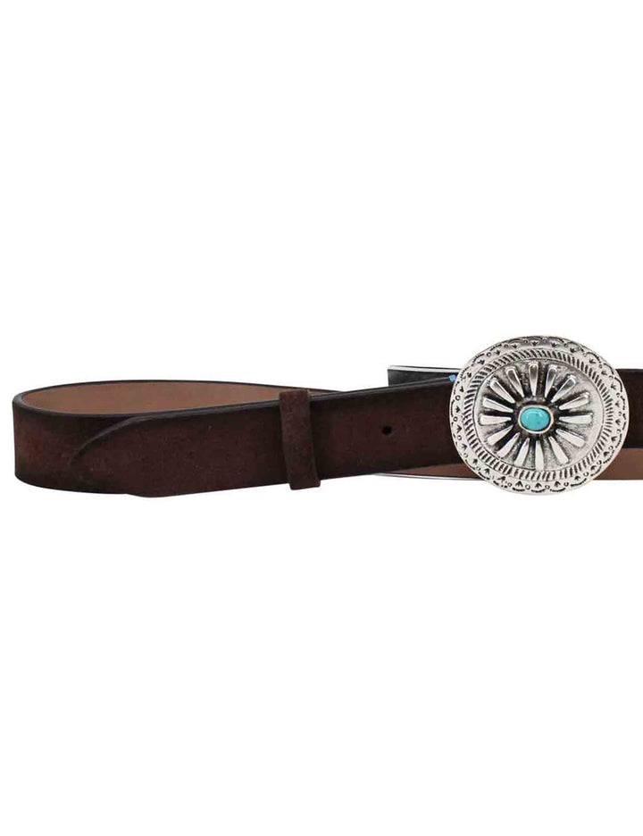 Spatarella Cinture donna in pelle testa di moro con fibbione argento e turchese Black Friday