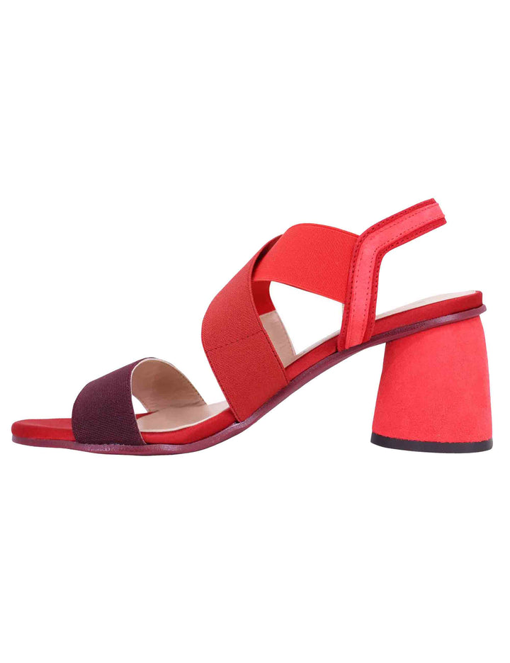 Spatarella Sandali slingback donna in tessuto bordeaux con tacco in tinta Cyber Monday
