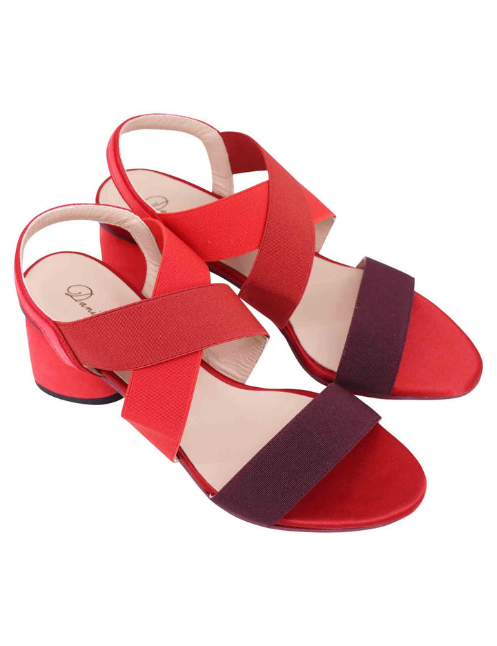 Spatarella Sandali slingback donna in tessuto bordeaux con tacco in tinta Cyber Monday