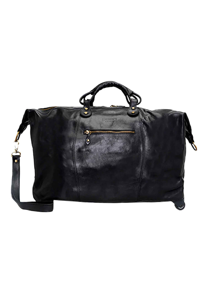 Spatarella Borsone trolley uomo in pelle nero con tirante in pelle Offerta San Valentino